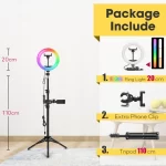Tripod With RGB Ring Light For Phone Tripod Camera Stand Selfie Photography Light LED Lamp Color Photo Studio For YouTube Live