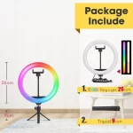 Tripod With RGB Ring Light For Phone Tripod Camera Stand Selfie Photography Light LED Lamp Color Photo Studio For YouTube Live