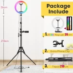 Tripod With RGB Ring Light For Phone Tripod Camera Stand Selfie Photography Light LED Lamp Color Photo Studio For YouTube Live