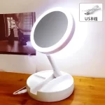 1pc Battery/USB Dual Purpose Double-Sided Mirror LED Makeup Mirror Portable Makeup Mirror Makeup Light With 10XMagnification