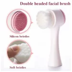 3D Double Silicone Facial Cleansing Brush Manual Massage Facial Brush Soft Bristles Exfoliator Double Sided Face Cleansing Brush