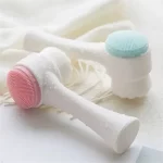 3D Double Silicone Facial Cleansing Brush Manual Massage Facial Brush Soft Bristles Exfoliator Double Sided Face Cleansing Brush