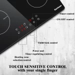 Karinear Built-in Induction Cooktop with 4 Burners with Plug, Touch Control, Timer Safety Lock, 3500W