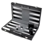 Game Chess Board Backgammon Set With Stitched Black Leatherette Case Nice Gift Folding Business Entertainment For Family Party