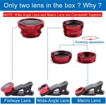 3 In 1 Fish Eye Camera Mobile Phone Lens for Smartphone Wide Angle Fisheye Lens Clip Macro for IPhone 7 8 Blackberry Accessoires