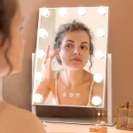 Hollywood Vanity Makeup Mirror with Lights 12 Dimmable Bulbs LED Lighted 360 Rotation 3 Color Mode Smart Touch Control Mirrors