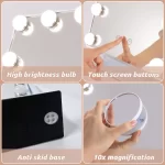 Hollywood Vanity Makeup Mirror with Lights 12 Dimmable Bulbs LED Lighted 360 Rotation 3 Color Mode Smart Touch Control Mirrors