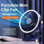 Camping Fan8000mAh Rechargeable Desktop Portable Air Circulator Wireless Ceiling Electric Fan With LED Light Clip-on Home Fan