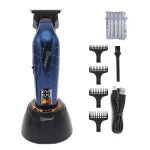 Hair Trimmer for Men Full Metal with Base Charger Zero Gapped T-Blade LED Display Professional Hair Clipper Finishing Machine