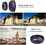 Mobile Phone Camera Lens 2 in 1 Clip-on Lens Kit 37mm 0.45X 49UV Super Wide Angle & Macro HD Lens for iPhone Android Smartphones