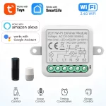 Tuya Wifi Smart Dimmer Switch Module 10A Support 2 Way Control 1/2 Gang Dimmable Compatible with Alexa Google Home Smartlife App