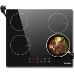 Karinear Built-in Induction Cooktop with 4 Burners with Plug, Touch Control, Timer Safety Lock, 3500W