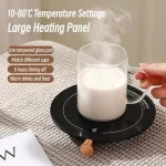 220V Electric Mug Warmer Tea Pot Heating Coaster Pad 10-80℃ Temperature Adjustment Coffee Water Heater for Home Office Timed Off