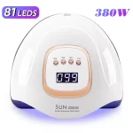 380W UV Nail Lamp 81 LEDs Nail Dryer Machine with LCD Screen Quick-drying Manicure Lamp for Curing All Nails Gel Nail Art Tools