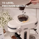 HiBREW 20 Bar Semi Automatic Espresso Coffee Maker With Grinder Bean For Cappuccino and Latte Milk Frothing System Machine H14