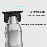 Professional Men’s Hair Clipper DLC T-Blade Full Metal with Base Charger Zero Gapped Low Noise Hair Trimmer Finishing Machine