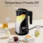 Fashome Electric Kettle 1300W 1.25L Stainless Steel Electric Tea Kettle with Temperature Control Kitchen Coffee Water Kettle Pot