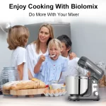 BioloMix 6L/5L Stand Mixer Stainless Steel Bowl 6-speed Kitchen Food Blender Cream Egg Whisk Cake Dough Kneader Bread Maker
