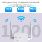 5G WiFi Repeater Wi fi Amplifier Signal Wifi Extender Network Booster 1200Mbps 5 Ghz Long Range Wireless Wi-fi Repeater