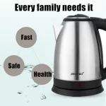 1.8L 220V Stainless Steel Electric Kettle Silver Black Base Separation Desion Rust-resistant Durable for Home During Travel