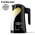 Fashome Electric Kettle 1300W 1.25L Stainless Steel Electric Tea Kettle with Temperature Control Kitchen Coffee Water Kettle Pot