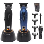 Hair Trimmer for Men Full Metal with Base Charger Zero Gapped T-Blade LED Display Professional Hair Clipper Finishing Machine