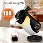 Fashome Electric Kettle 1300W 1.25L Stainless Steel Electric Tea Kettle with Temperature Control Kitchen Coffee Water Kettle Pot