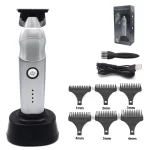 Professional Men’s Hair Clipper DLC T-Blade Full Metal with Base Charger Zero Gapped Low Noise Hair Trimmer Finishing Machine