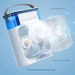 Modern portable fan LED night light humidifier USB electric fan 3 in 1 fan for room, kitchen, office home-appliance