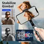 Gimbal Stabilizer Selfie Stick Tripod with Fill Light Bluetooth Wireless Extendable for Samsung IPhone Cellphone Smartphone