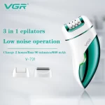 VGR 3In1 Women Epilator Electric Shaver Leg Body Hair Removal Wet Dry Lady’s legs Bikini Trimmer For Facial Underarms