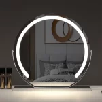 Vanity Mirror with Lights LED Round Makeup Mirror for Bedroom with 15X Magnification Smart Touch Dimmable 3 Modes 360° Rotation