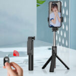 Stainless Steel Selfie Stick Black Bluetooth